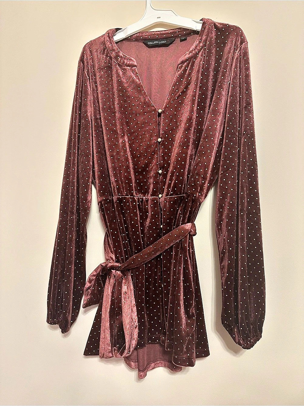 Coleen Lopez Polka Dot Long Sleeve Mini Dress Size XL Like New